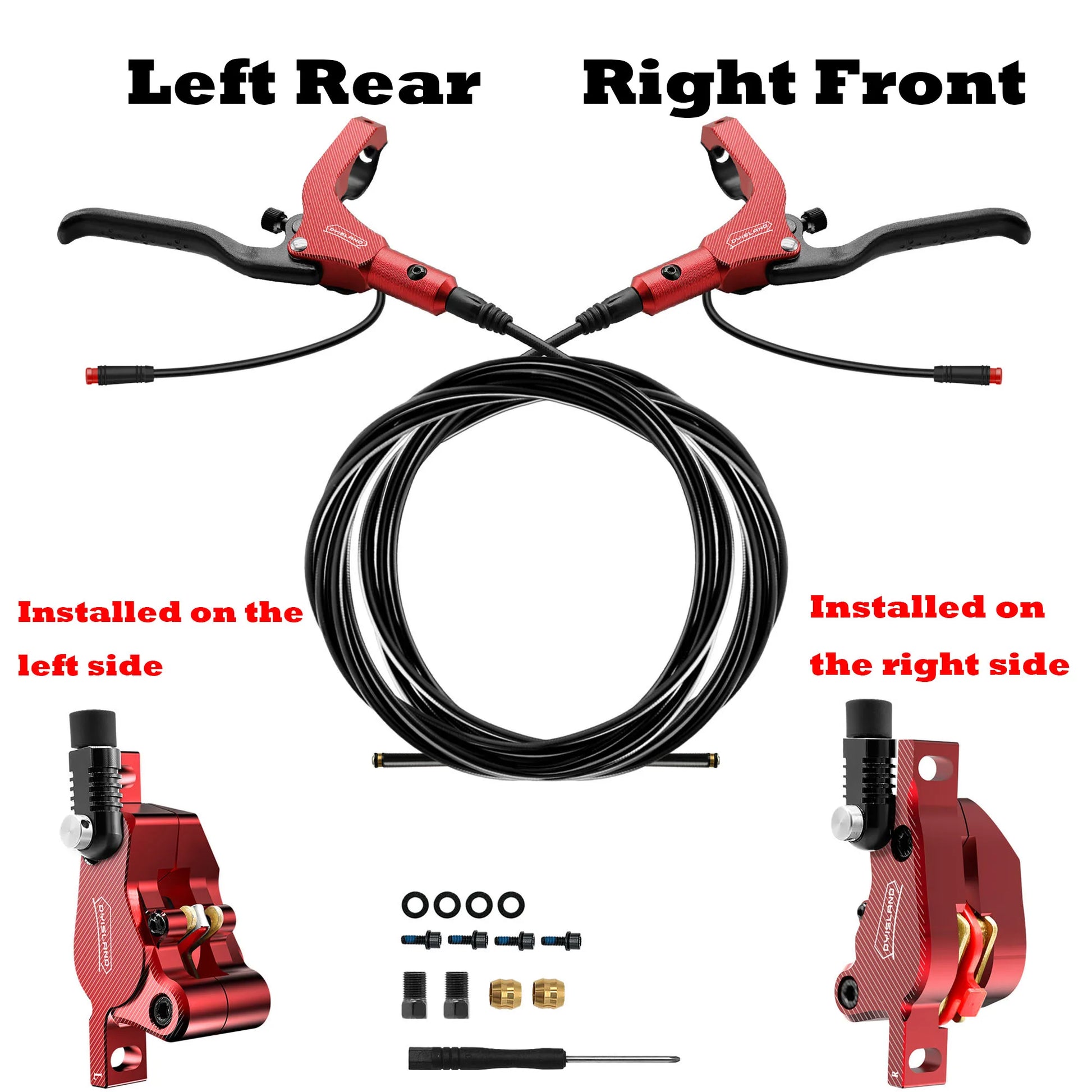 DYISLAND LD210 Electirc Scooter Hydraulic Disc Brake 2PIN Power Off E-Scooter Brake for Kukirin KUGOO Dualtron Kaabo Mantis Red-LRRF-LR