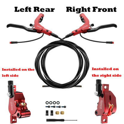 DYISLAND LD210 Electirc Scooter Hydraulic Disc Brake 2PIN Power Off E-Scooter Brake for Kukirin KUGOO Dualtron Kaabo Mantis Red-LRRF-LR