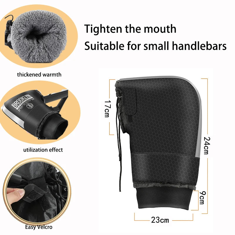 Electric Motorcycle Handlebar Cover Winter Warm Waterproof Male and Female Windshield Padded Thickened Cotton Handle Cover
