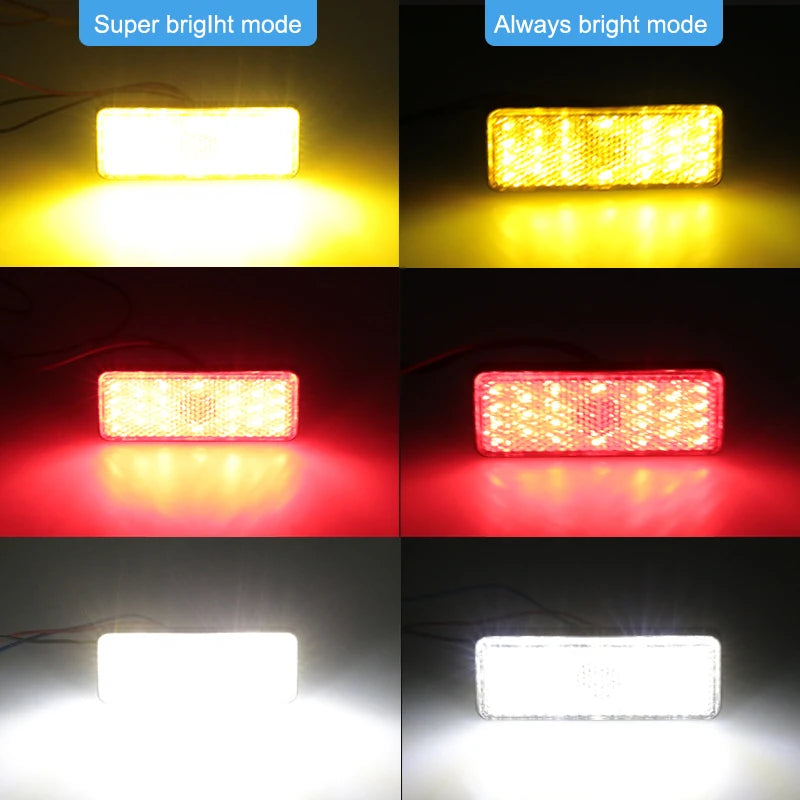 Tail Light Motorcycle Rectangle Reflector Tail Brake Lamp Motorcycle Rear Light Car ATV LED Reflectors Truck Side Warning Lights