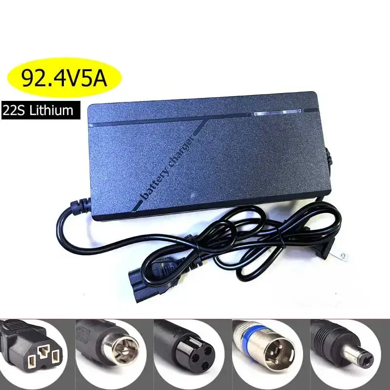 92.4V 5A Smart Lithium Battery Charger 22S LiFePO4 & Li-ion Fast Charger HD LED Display for E-Bike & Motorcycle