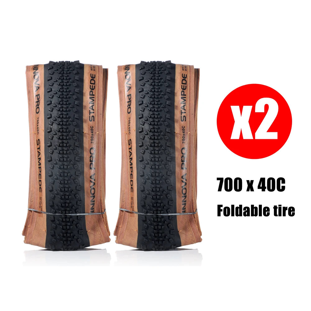 INNOVA PRO bicycle tire 700C road bike tires 700x40C 40-622 60TPI fit 29er mtb gravel bike yellow side wire bead ultralight 565g 2pc 700x40C folding China