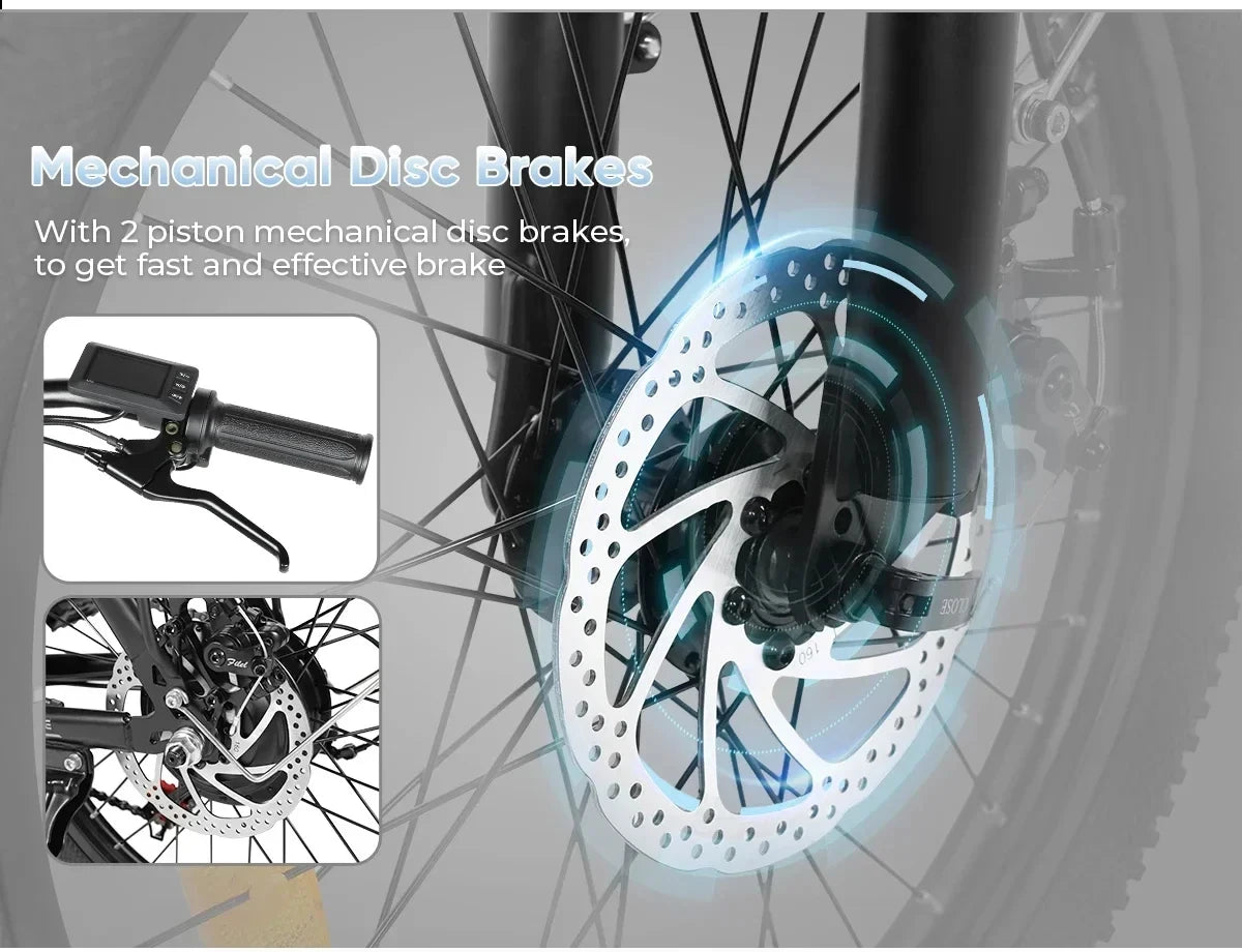   SAMEBIKE CY20 36V 12AH Folding Retro Electric Bike – 20” Alloy Frame, Dual Seat, 350W Motor