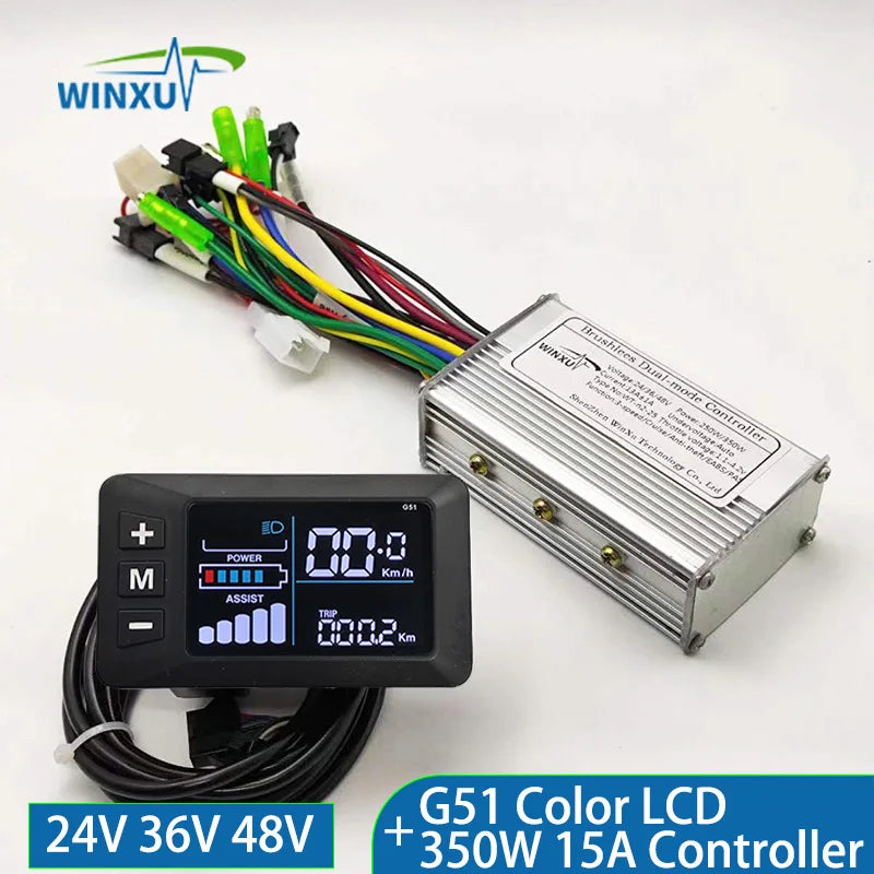 24V 36V 48V 250W 350W E-bike Brushless Motor Drive Universal Controller G51 Colour LCD Display Set for Electric Bicycle Scooter 350W-G51 Color LCD