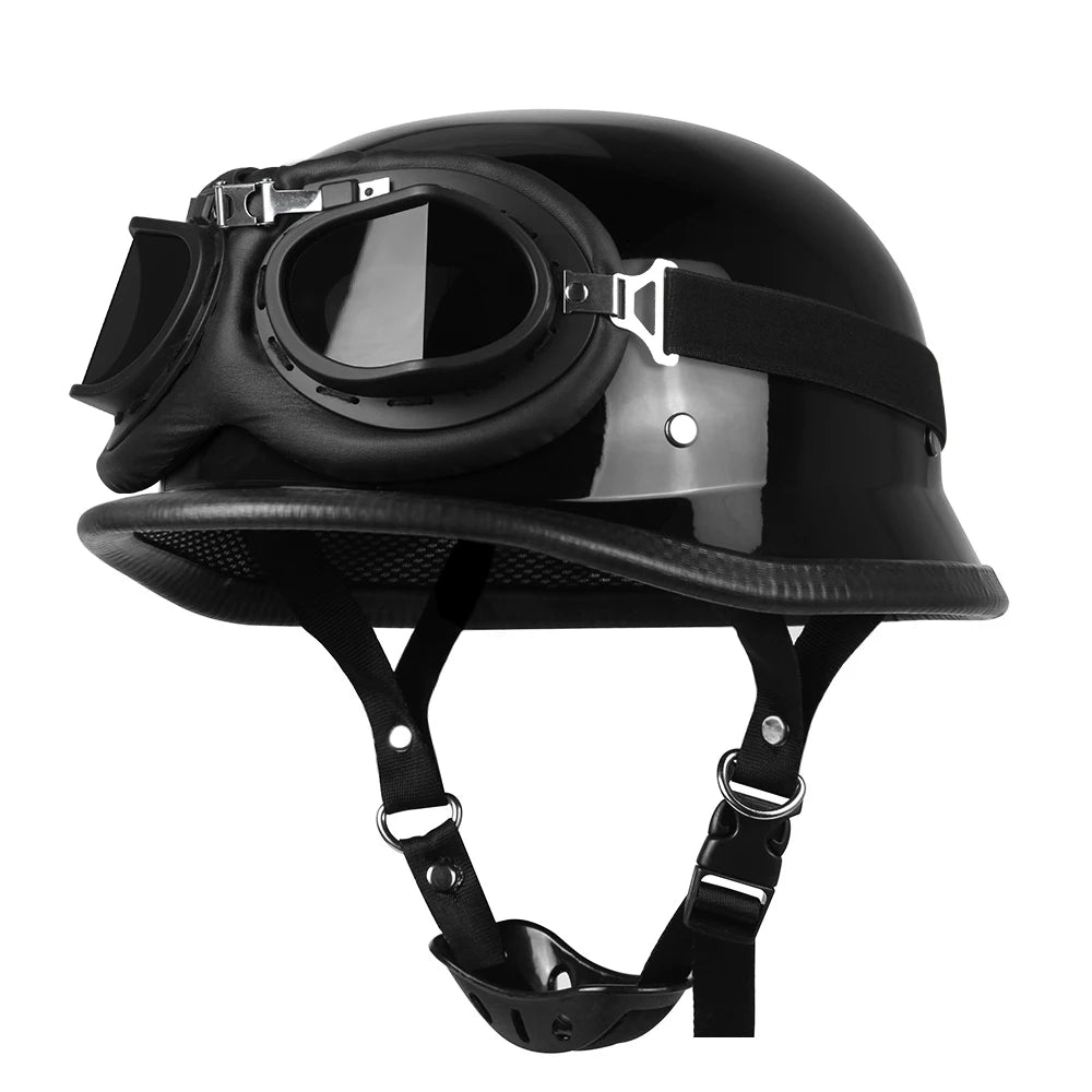 Motorcycle Open Face Helmet Vintage Fashion Safety Helmets Men Women Unisex Scooter Four Seasons Helmet 307Bright BK-316Lens