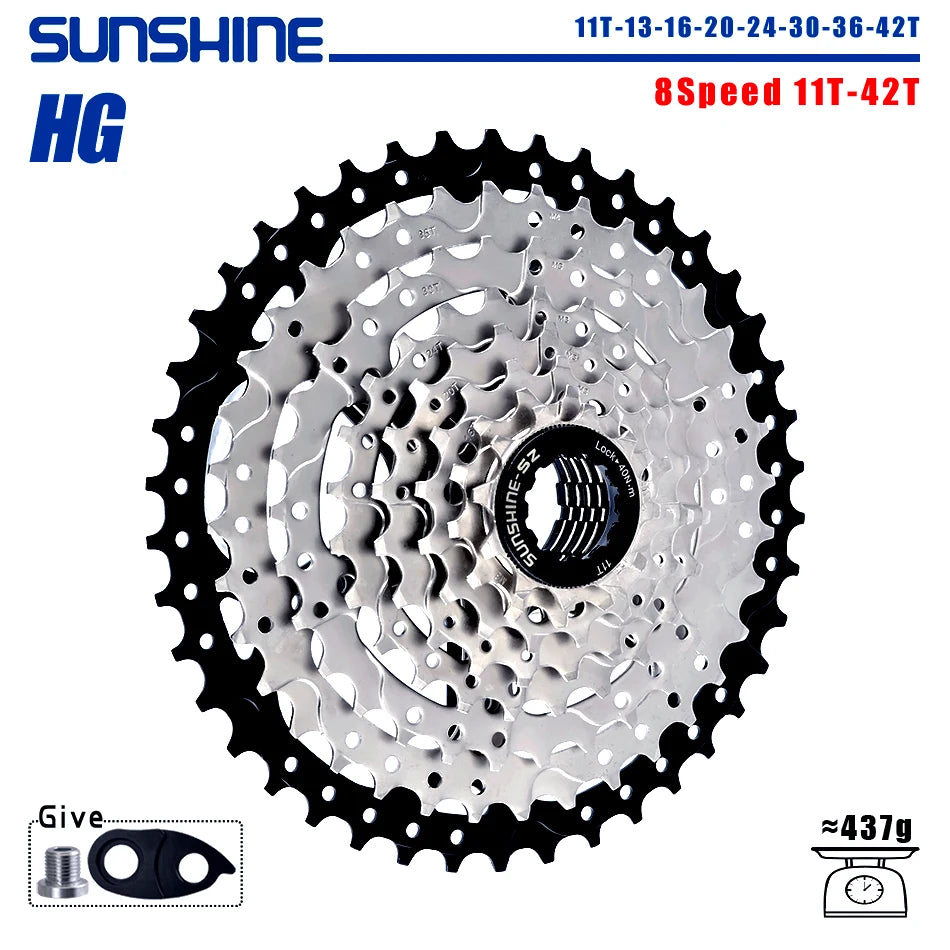 SUNSHINE Bicycle Cassette 8/9/10/11/12Speed Freewheel 32/36T/40T/42T/46T/50T/52T Sprocket HG Structure Flywheel For SHIMANO/SRAM 8 Speed 11T-42T China