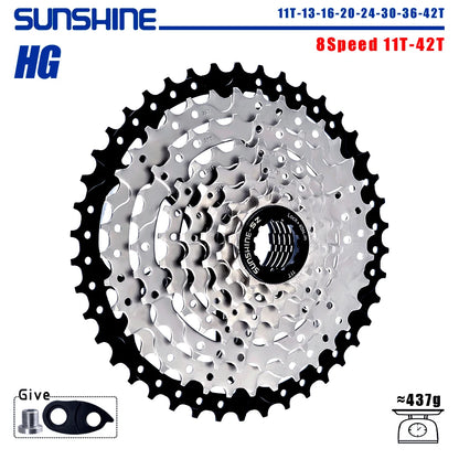 SUNSHINE Bicycle Cassette 8/9/10/11/12Speed Freewheel 32/36T/40T/42T/46T/50T/52T Sprocket HG Structure Flywheel For SHIMANO/SRAM 8 Speed 11T-42T China