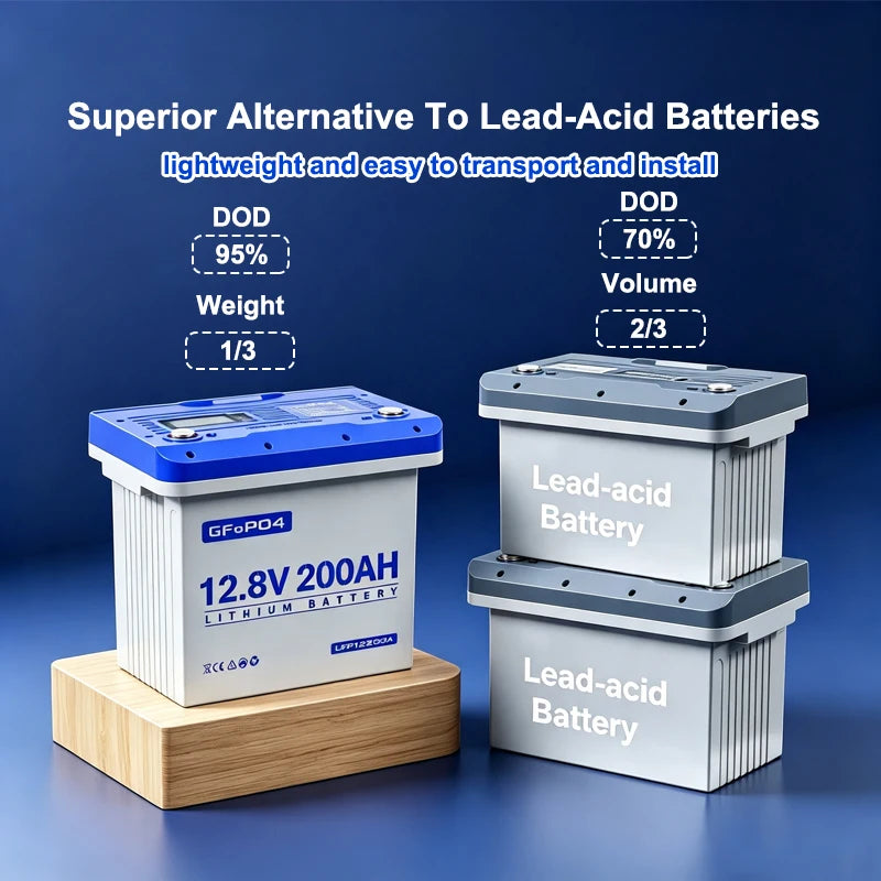 Anern 12V 100Ah/200Ah/300Ah LiFePO4 Battery, IP65 Waterproof Solar RV Backup Power