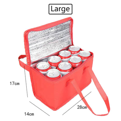 Portable Lunch Cooler Bag Folding Insulation Picnic Ice Pack Food Thermal Bag Drink Carrier Insulated Bags Beer Delivery Bag Large Red