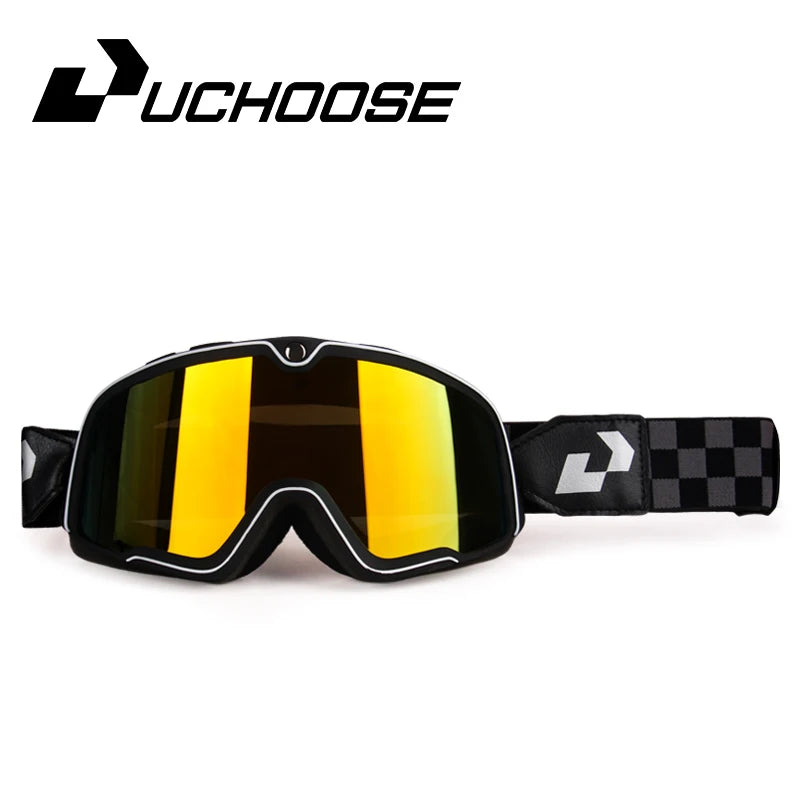 Retro Motorcycle Goggles Ski Glasses Sunglasses ATV Goggles Non-slip Belt AntiUV Cafe Racer Chopper Cycling Racing Free shipping 9