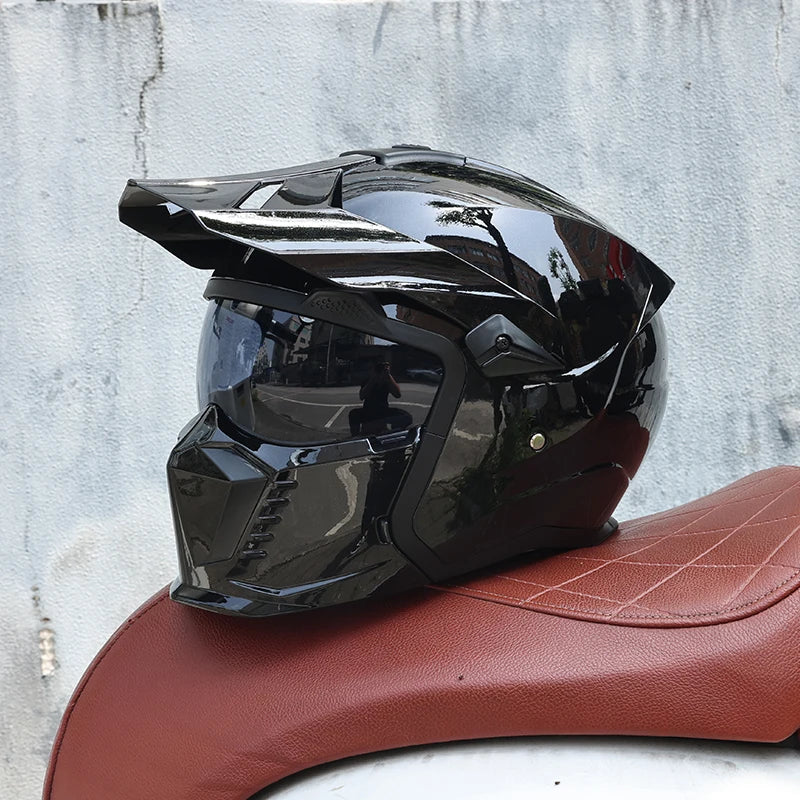 Fighter Combination Helmet Retro Motorcycle Helmet Men's and Women's Half Full Helmet 5 China