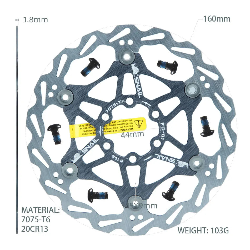SNAIL Bicycle Disc Brake Pads 160 180 203 Mm Aluminum Alloy 6 Nail Rotor Mtb Road Bike Floating Part Accessories Goodtaste