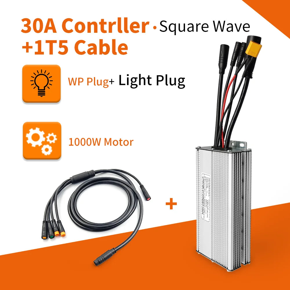 Electric Bike KT Controller 36V 48V Waterproof Brushless 250W 350W 500W 1000W Ebike Accessories with Light Function
