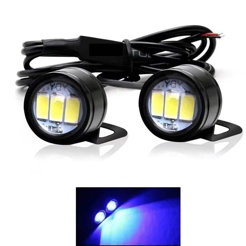 2X LED Motorcycle Light Moto Driving Light Strobe Blue Strobe Flashing Eagle Eye Light Accessories Headlight Fog Lamp 12V White