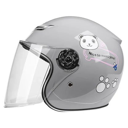 Children Kids Helmet With Cute Cartoon Pattern New Anti-Fall Four Seasons Safety Protection Grey