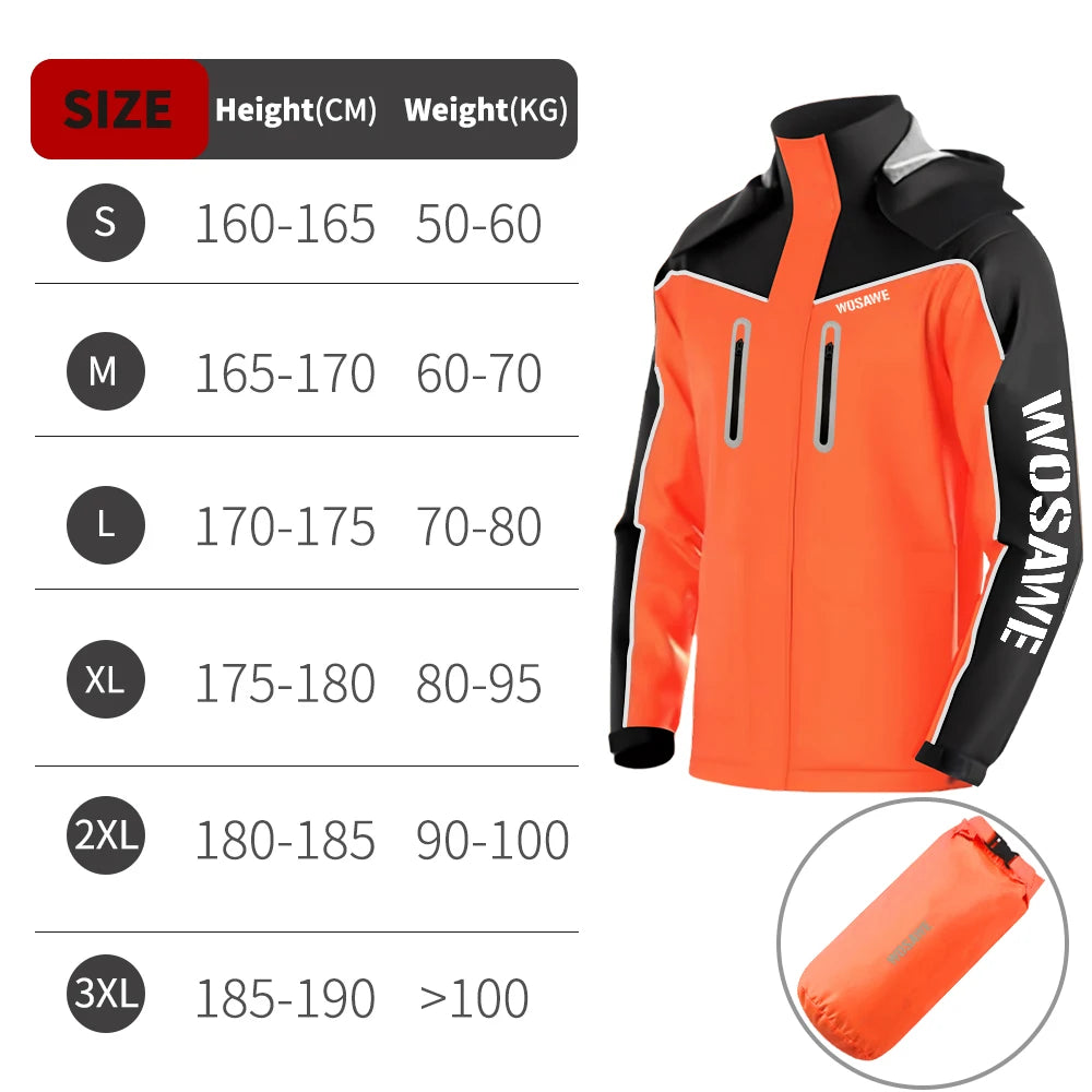 WOSAWE Motorcycle Raincoat 100% Waterproof Reflective Moto Rain Jacket Motocross Rain Coat for Men Women Cycling Motocross Gear ME224O Jacket