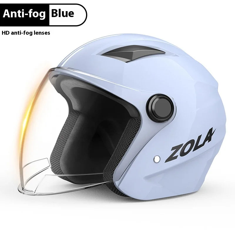 Standard Electric Bike Helmet Men Anti Fog Warm Winter Electric Bike Riding Double Mirror Helmet Blue single mirror China