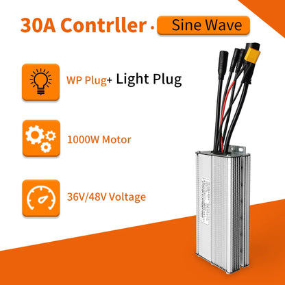 Electric Bike KT Controller 36V 48V Waterproof Brushless 250W 350W 500W 1000W Ebike Accessories with Light Function