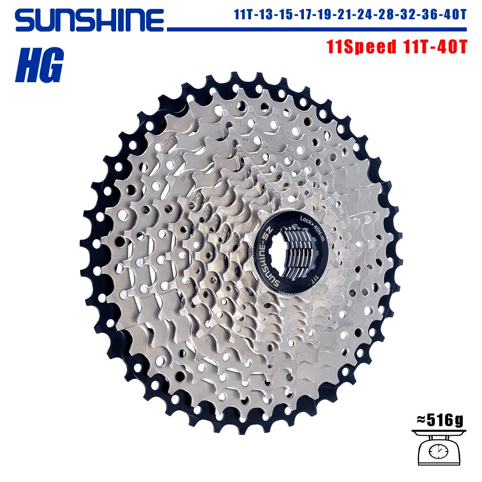 SUNSHINE Bicycle Cassette 8/9/10/11/12Speed Freewheel 32/36T/40T/42T/46T/50T/52T Sprocket HG Structure Flywheel For SHIMANO/SRAM 11 Speed 11T-40T China