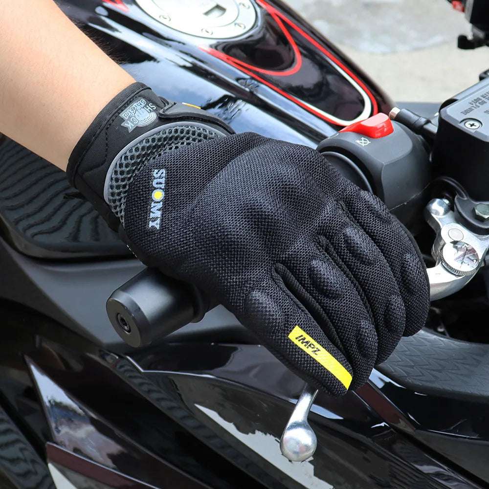 SUOMY Breathable Full Finger Racing Motorcycle Gloves Quality Stylishly Decorated Antiskid Wearable Gloves Size S-XXL Black