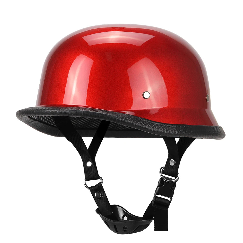 Motorcycle Open Face Helmet Vintage Fashion Safety Helmets Men Women Unisex Scooter Four Seasons Helmet ZR-307 Bright Red