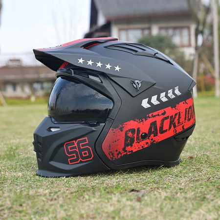 Motorcycle Helmet Men's and Women's Retro Street Fighter Combination Helmet Full Helmet Detachable Half Helmet