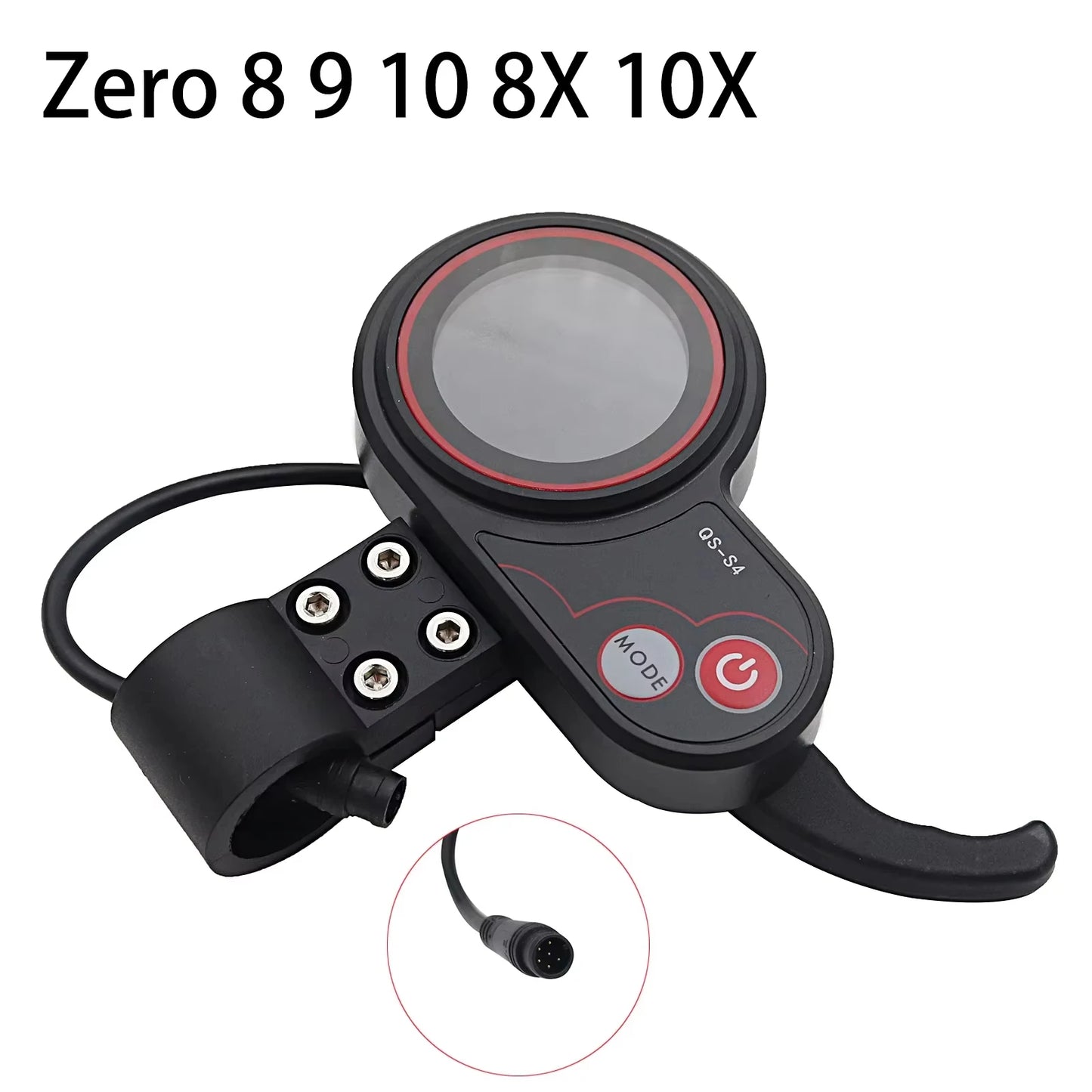 QS-S4 36V-60V Thumb Throttle LCD Display Meter for Zero 8 9 10 8X 10X Electric Scooter 6PIN Display Accessories