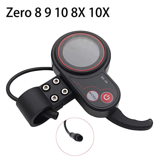 QS-S4 36V-60V Thumb Throttle LCD Display Meter for Zero 8 9 10 8X 10X Electric Scooter 6PIN Display Accessories