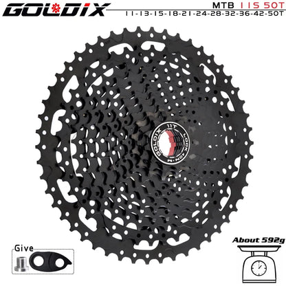 GOLDIX Black MTB Cassette 8/9/10/11/12 Speed 40/42/46/50T K7 Bicycle Freewheel Sprocket
