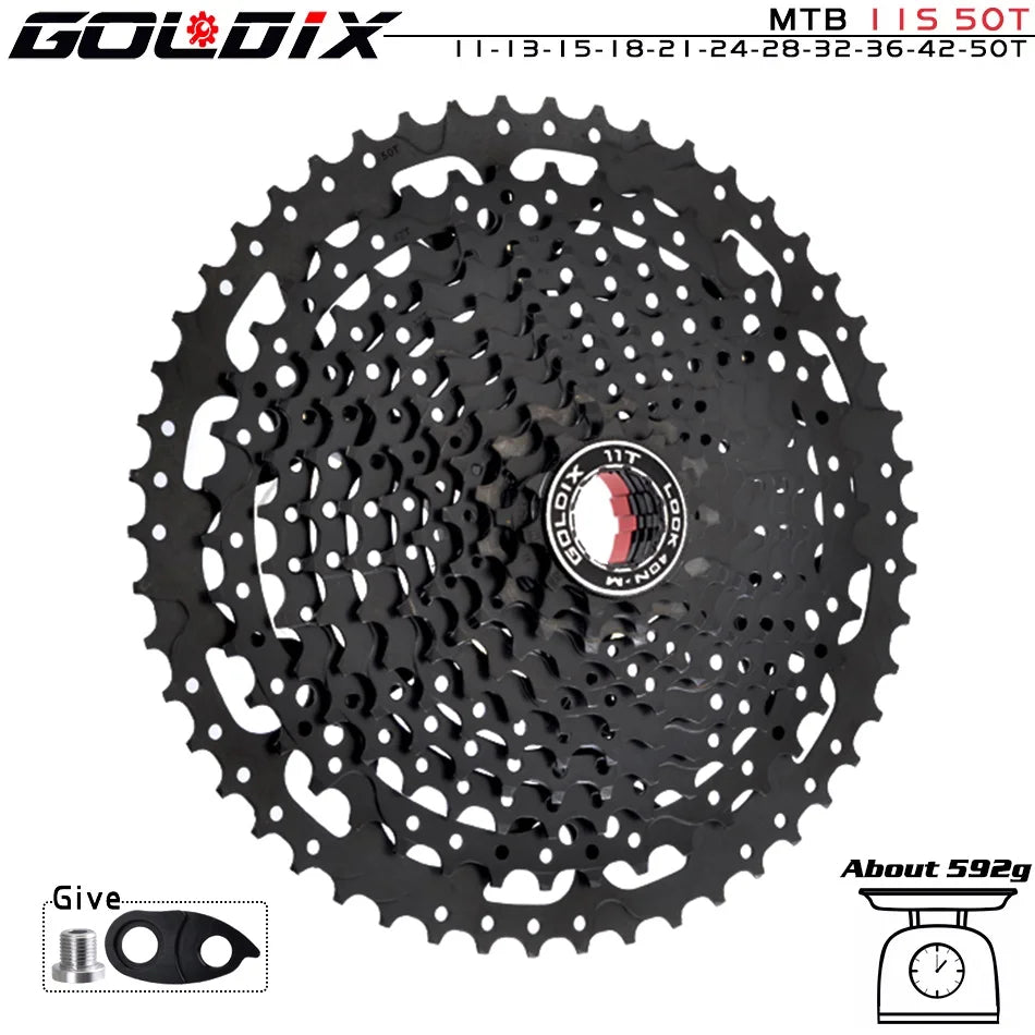 GOLDIX Black MTB Cassette 8/9/10/11/12 Speed 40/42/46/50T K7 Bicycle Freewheel Sprocket