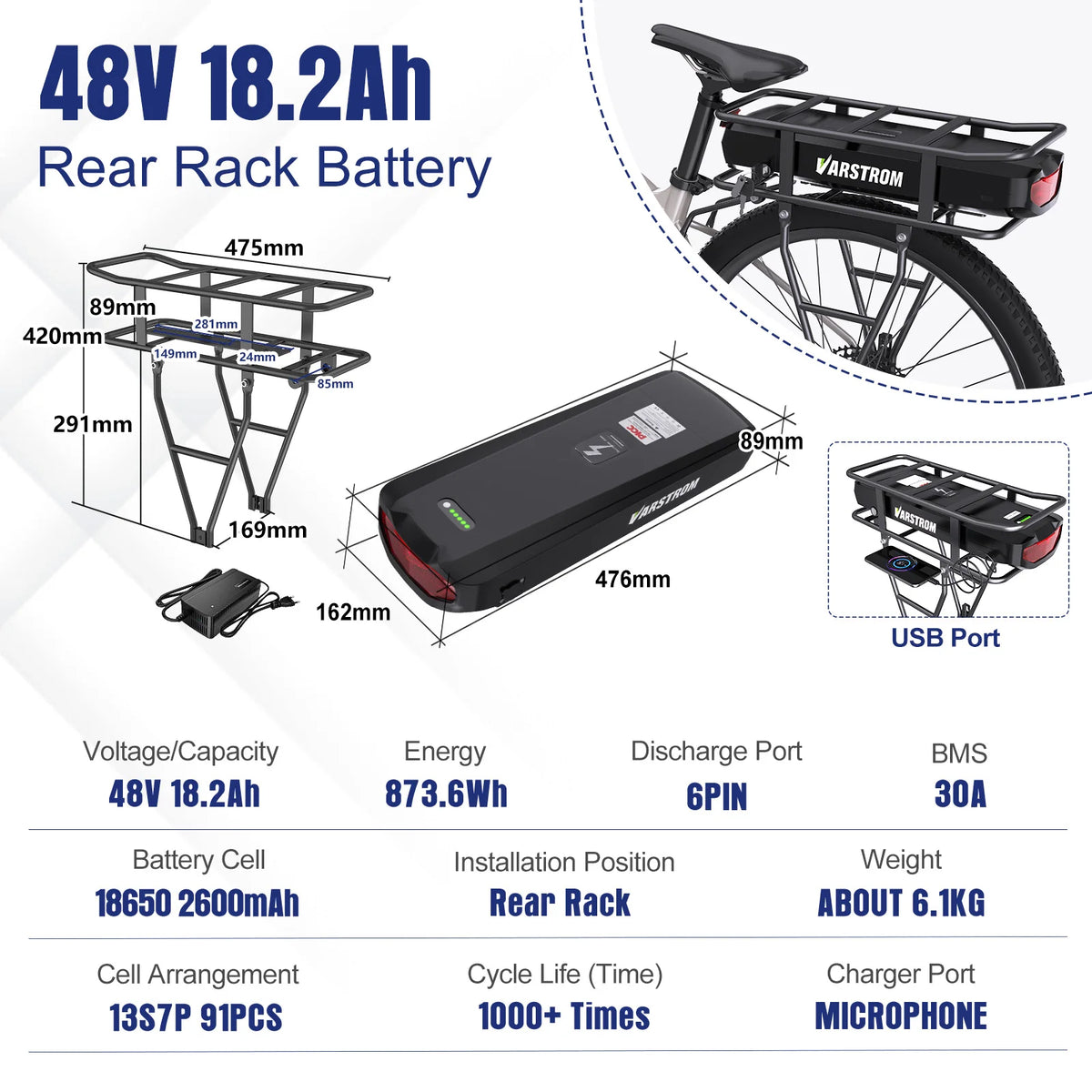 48V18.2AH Rear Rack