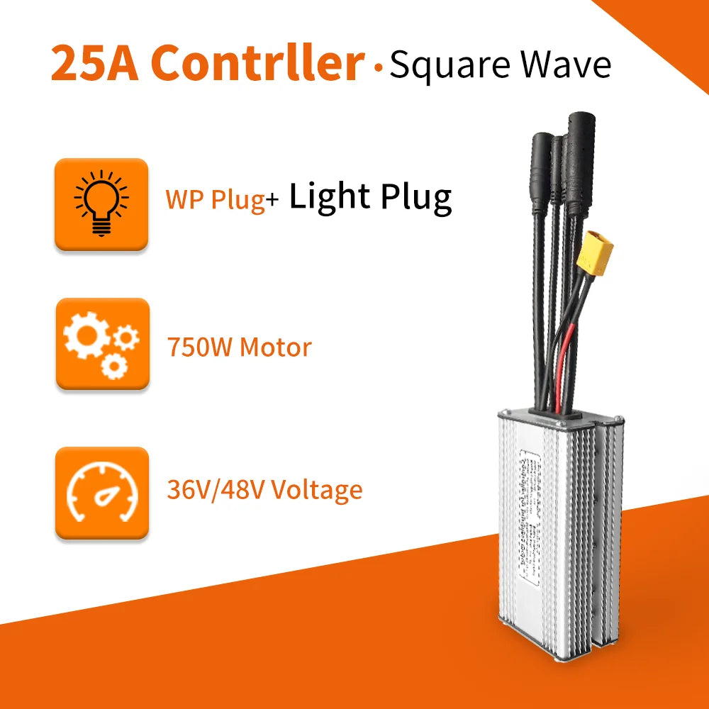 Electric Bike KT Controller 36V 48V Waterproof Brushless 250W 350W 500W 1000W Ebike Accessories with Light Function