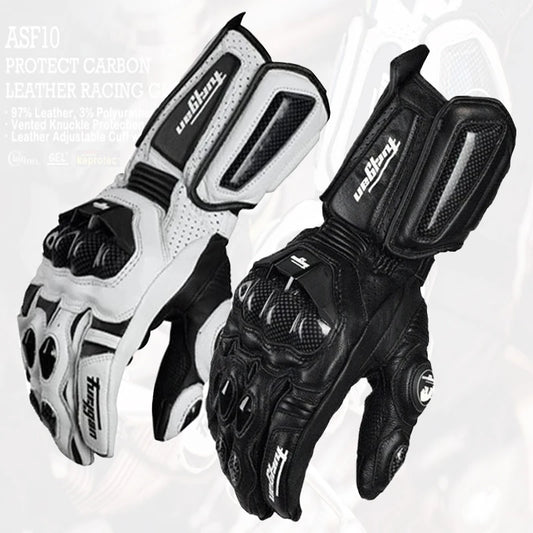 Motorcycle Leather Carbon Fiber Gloves - Windproof Protection for Riders