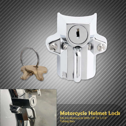 Motorcycle Helmet Lock Anti-Theft Bicycle Helmet Security Locks Hanging Hook with 2 Keys For Harley 7/8" to 1-1/4" 25-32mm Dyna Chrome Helmet Lock