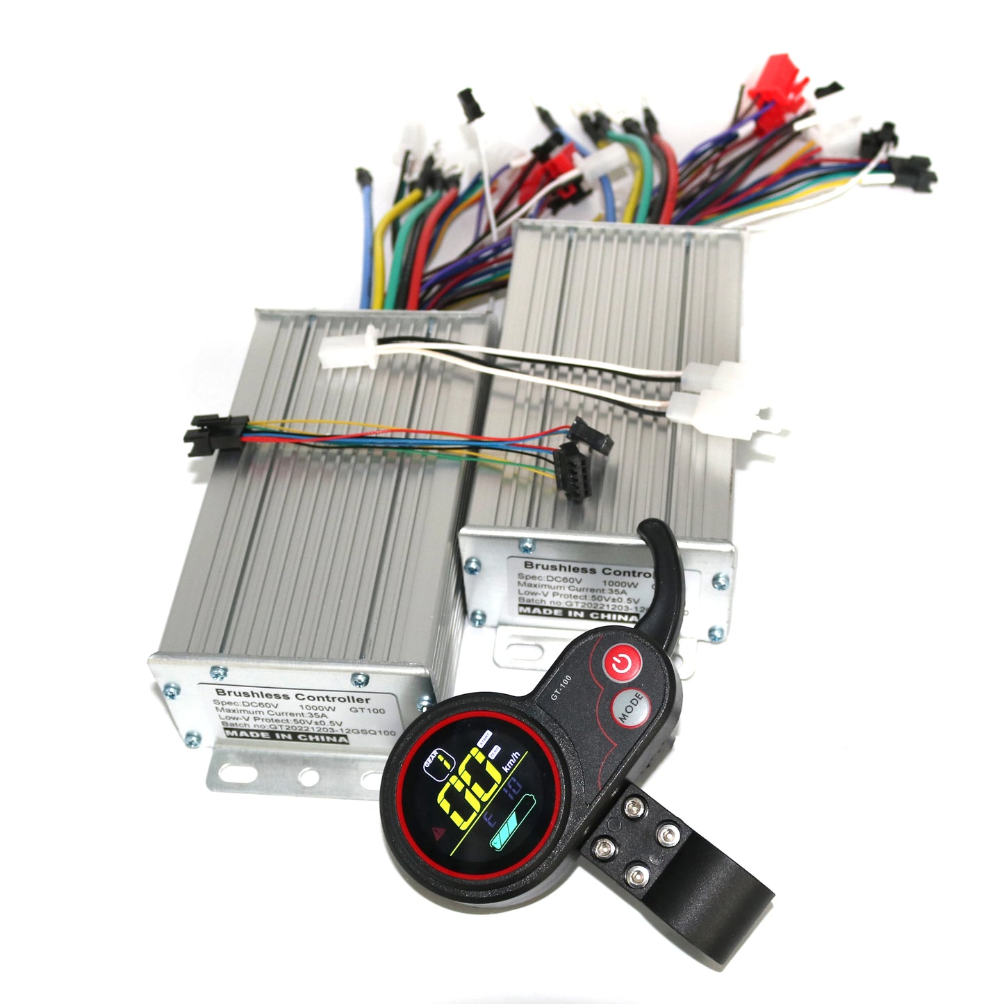 Dual drive 36V/48V/52V/60V 1000W BLDC Electric scooter controller E-bike 2 pcs brushless speed driver and 1Pcs LCD Display 60V Set