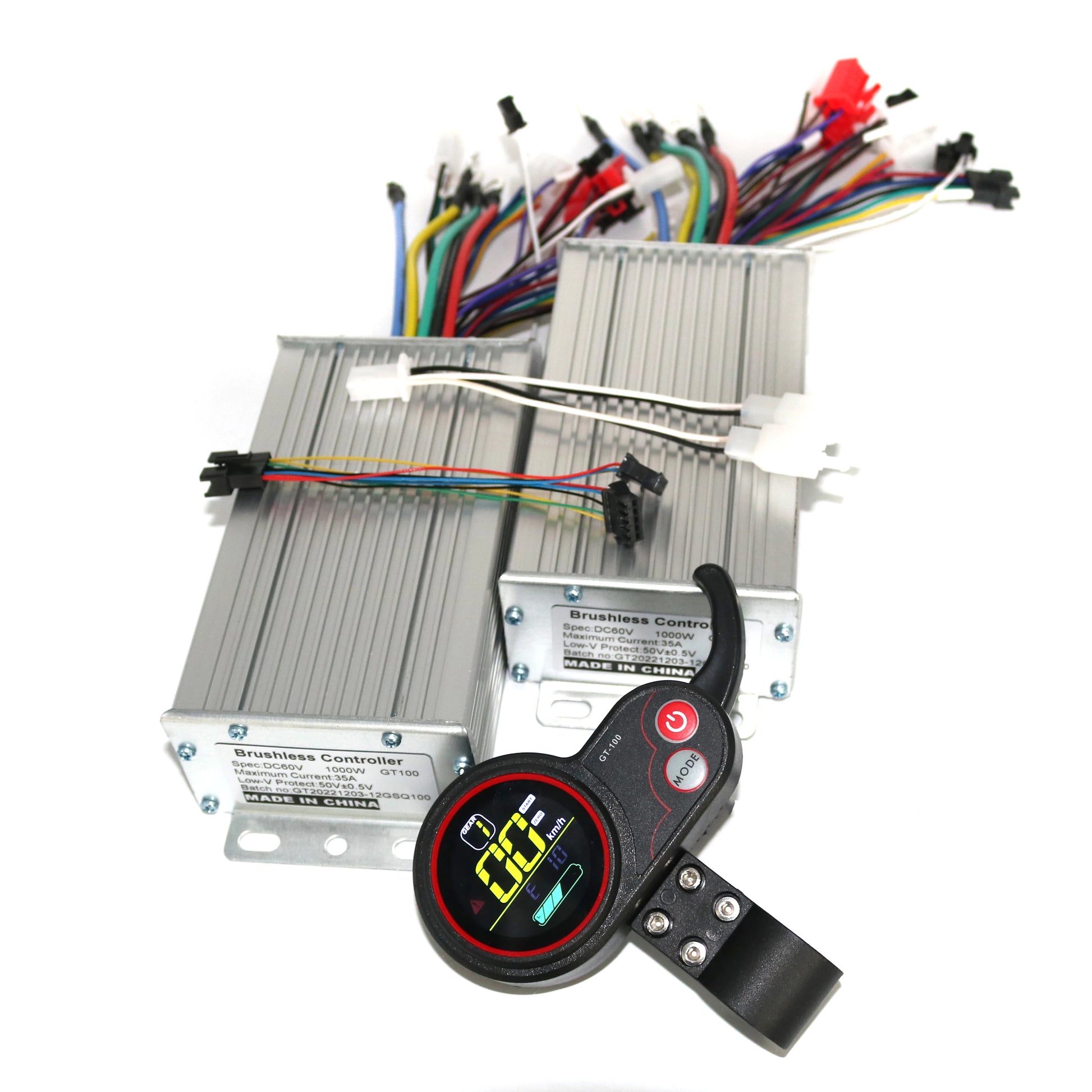 Dual drive 36V/48V/52V/60V 1000W BLDC Electric scooter controller E-bike 2 pcs brushless speed driver and 1Pcs LCD Display 60V Set