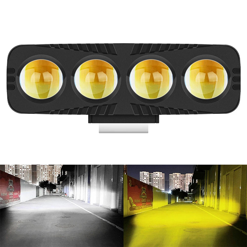 2/3/4 chip lens Spotlight Motorcycle light bulb headlamps Driving lights laser light LED additional Light bulb for moto SUV ATV 1pcs 4LED 3lines CHINA