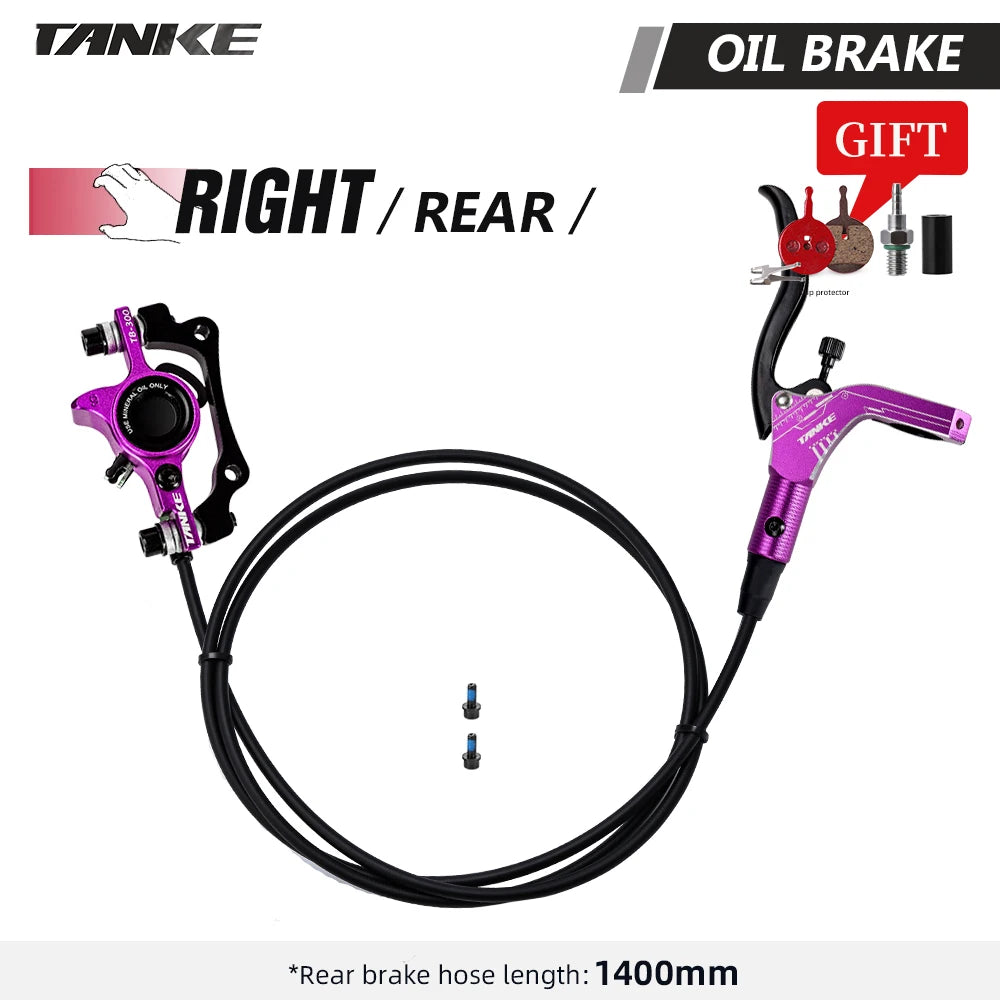 TANKE MTB Bike Hydraulic Disc Brake Set 160mm Rotors Oil Calliper Plate Front Rear Mountain Bicycle Purple-RR China