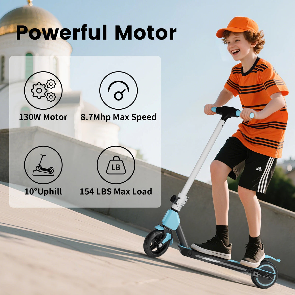 close up of kick start boost motor on kids e-scooter