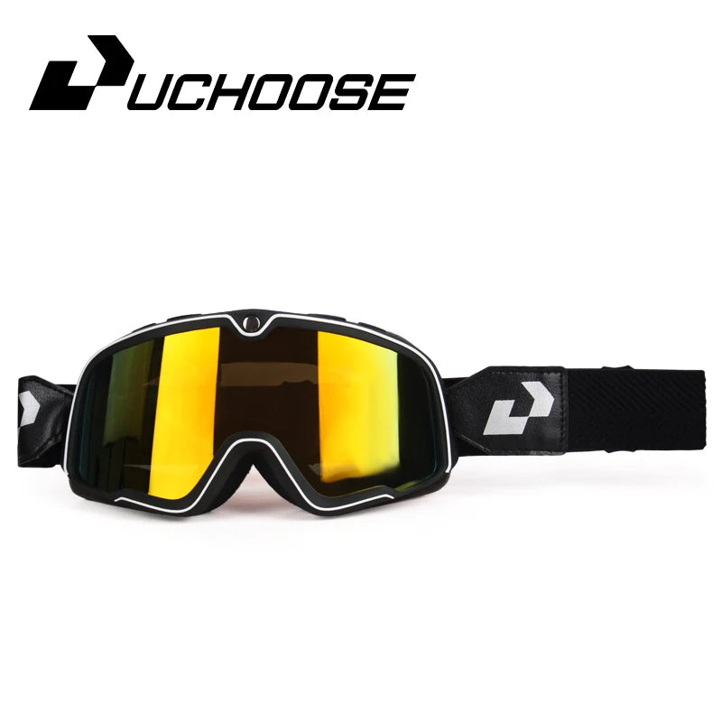 Retro Motorcycle Goggles Ski Glasses Sunglasses ATV Goggles Non-slip Belt AntiUV Cafe Racer Chopper Cycling Racing Free shipping 17