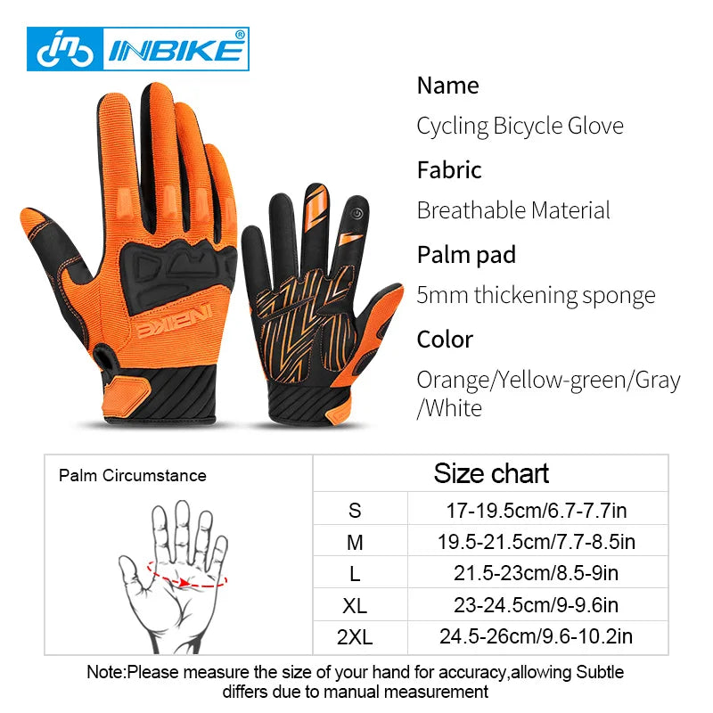INBIKE Men's Cycling Gloves Touchscreen MTB Cycling Bicycle Riding Gloves for Men Bike Sports Gloevs Motorcycle MTB Accessories