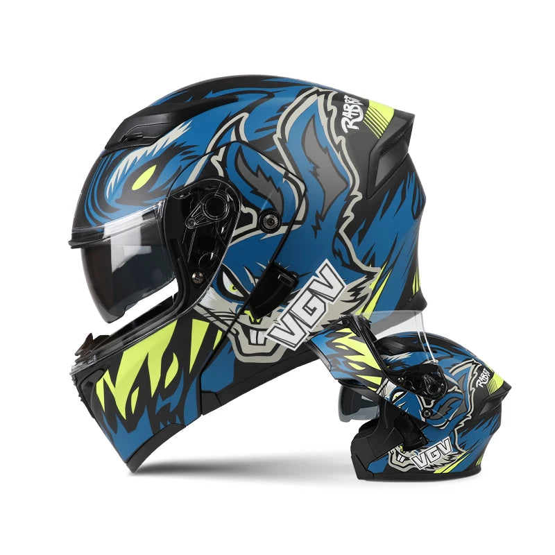 Motorcycle Full Face Helmet Men Women Fashion Dual Lens Helmets Motocross Racing 3 China