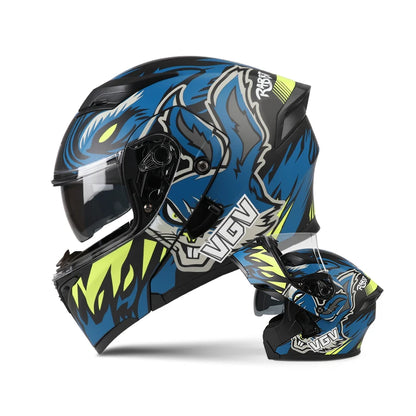 Motorcycle Full Face Helmet Men Women Fashion Dual Lens Helmets Motocross Racing 3 China