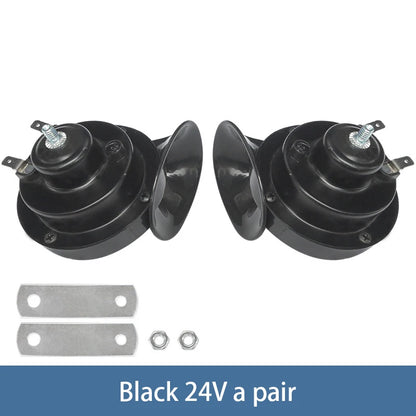 Modified Motorcycle 12V Snail Horn High-frequency Universal 300DB Horn Waterproof Car Electric Horn Black 24V pair