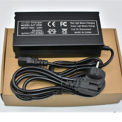 71.4V 5A Lithium Battery Charger For 17S 62.9V Li-ion battery pack Charger high quality Plug EU/US/UK/AU