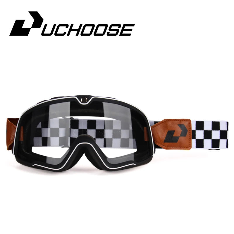 Retro Motorcycle Goggles Ski Glasses Sunglasses ATV Goggles Non-slip Belt AntiUV Cafe Racer Chopper Cycling Racing Free shipping 8