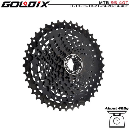 GOLDIX Black MTB Cassette 8/9/10/11/12 Speed 40/42/46/50T K7 Bicycle Freewheel Sprocket