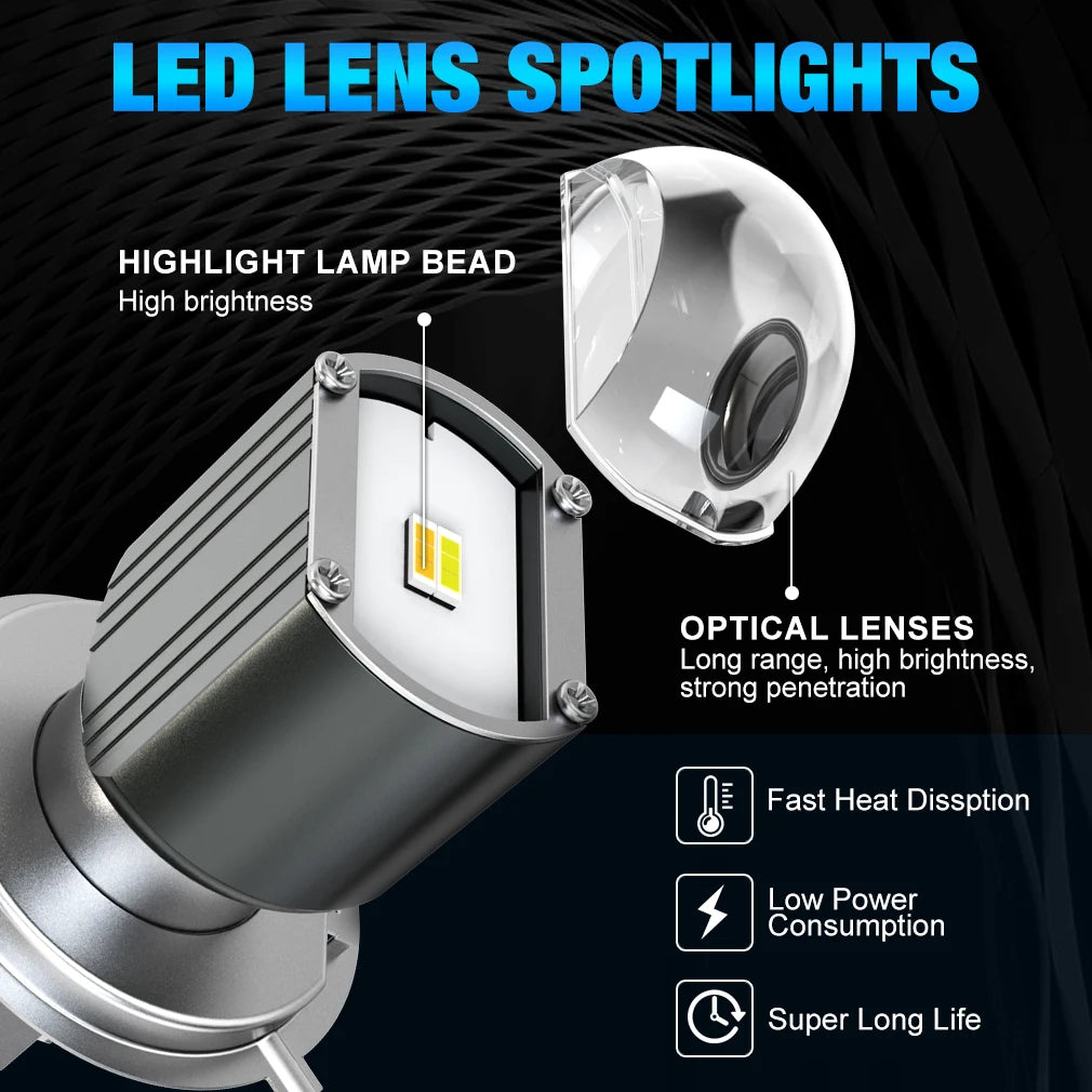 H6 BA20D LED H4 Led Moto Motorcycle Headlight Bulb CSP 60000LM Spotlight 12V Motos Accessories Hi Lo Lamp Fog Light White Yellow