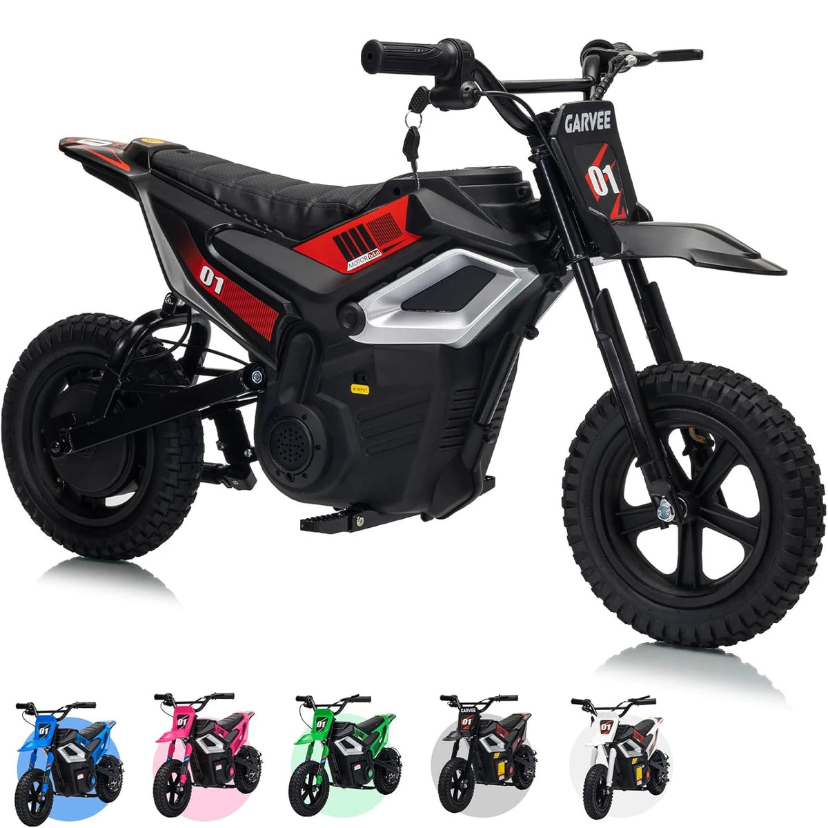 24v kids electric dirt bike full side profile view