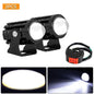 Universal Motorcycle LED Headlight Projector Lens Dual Color ATV Scooter Driving Lamp Fog Light Auxiliary Spotlight Lamp 2PCS Switch White